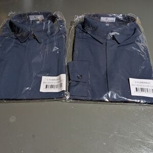 (3 Ct) D Uniforms Dark Blue Button-Up Shirts Size 42 (L) (2) NIP & 1 Opened